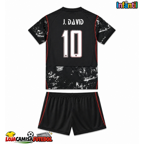 Camisa de Futebol Canadá Jonathan David #10 Equipamento Secundário Infantil Mundo 2026 Manga Curta (+ Calças curtas)